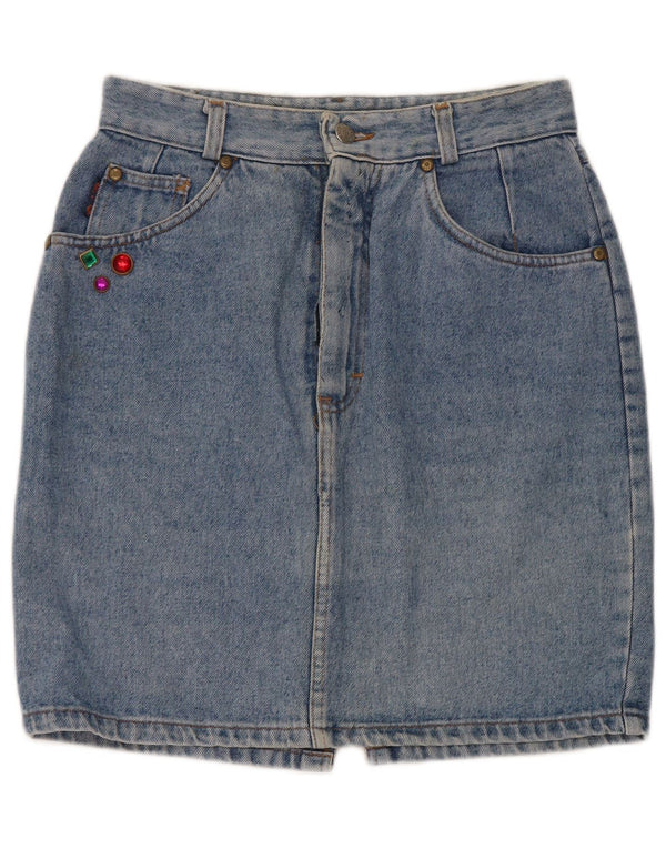 Saia jeans feminina de cintura alta Mash IT 48 XL W34 algodão azul