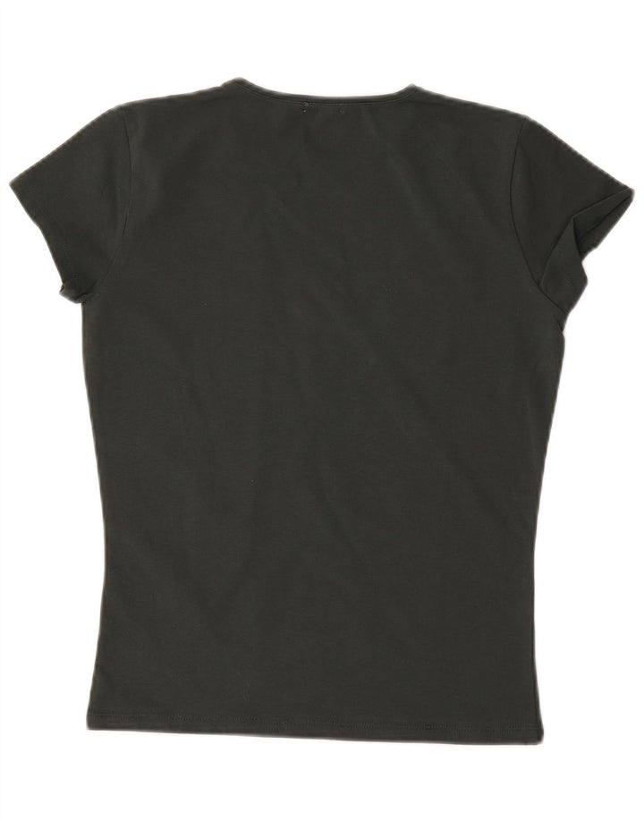 Camiseta feminina MASSIMO DUTTI UK 10 algodão verde pequeno