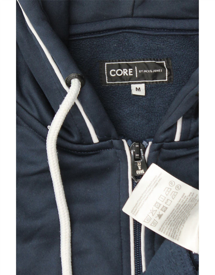 Suéter masculino com capuz e zíper gráfico Jack & Jones poliéster azul marinho médio