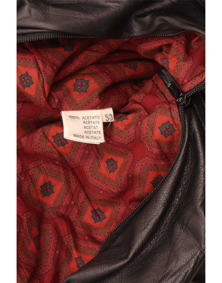 Jaqueta de couro masculina vintage IT 50 grande preta