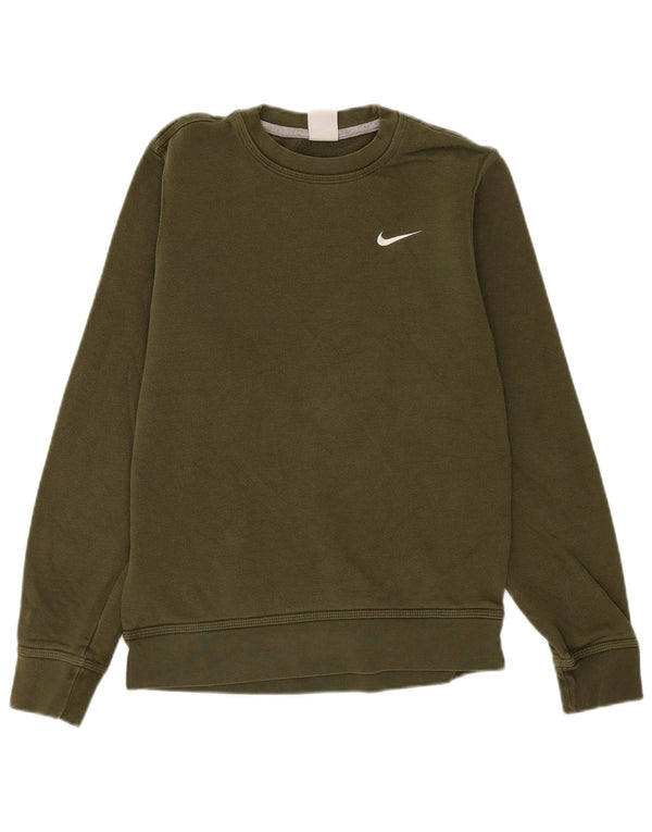 Nike Mens Moletom Jumper Pequeno Algodão Cáqui
