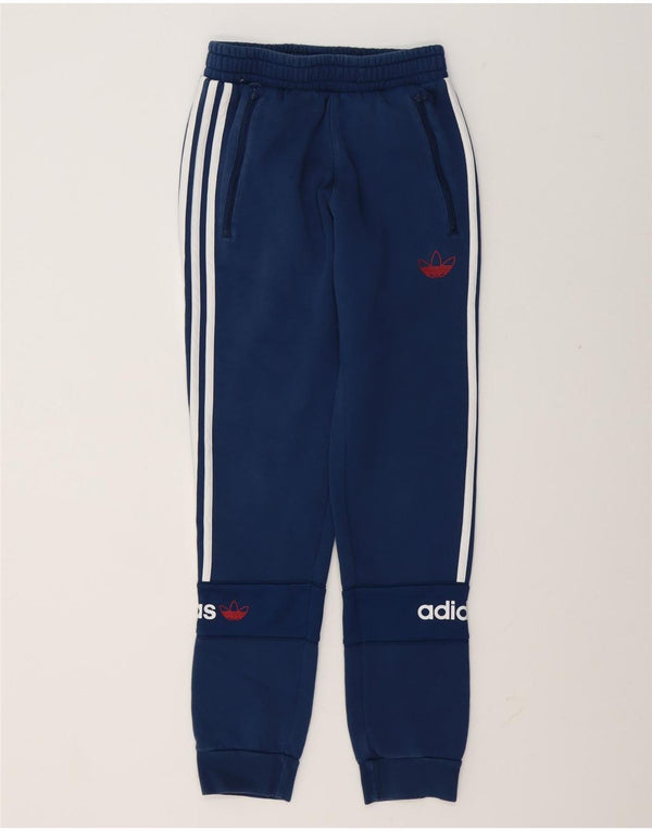 Adidas Womens Graphic Tracksuit Calças Joggers UK 6 XS Azul Marinho Algodão