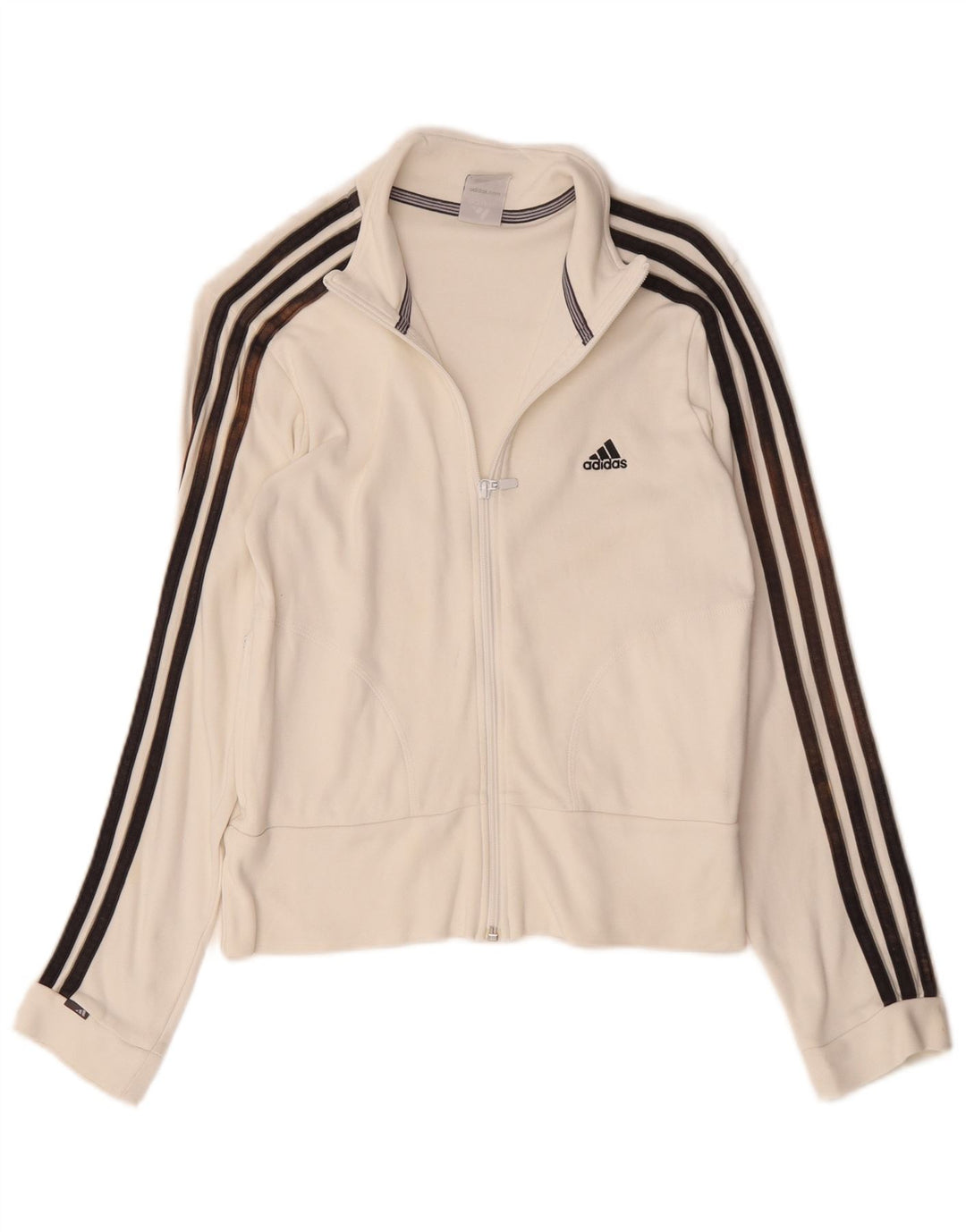 Adidas Womens Tracksuit Top Jacket UK 12 Médio Algodão Branco