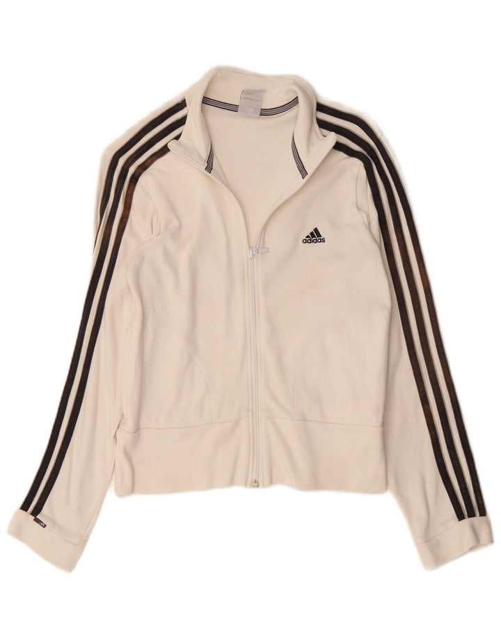 Adidas Womens Tracksuit Top Jacket UK 12 Médio Algodão Branco