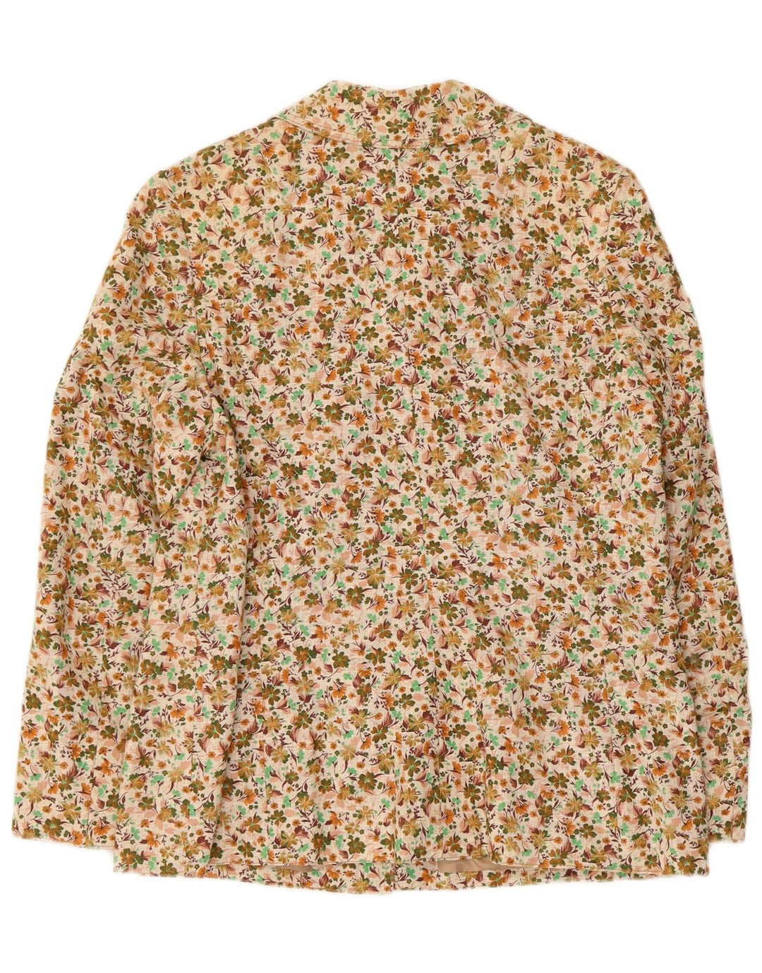 Jaqueta Blazer Vintage Feminina com 5 Botões Reino Unido 12 Floral Bege Médio