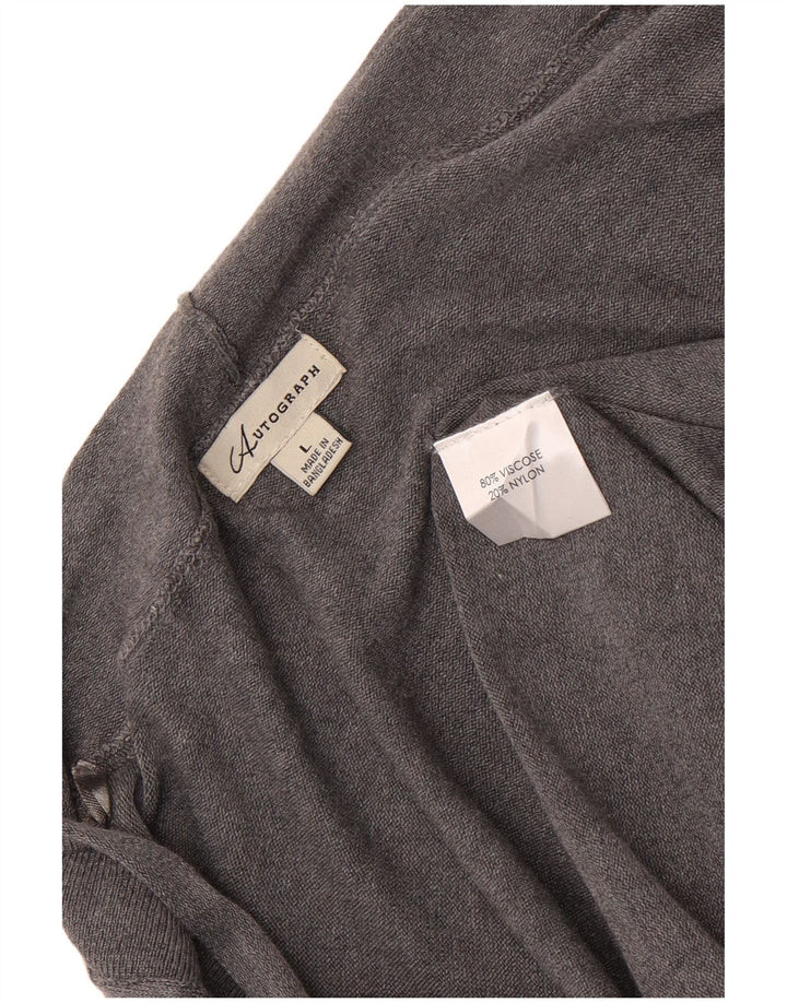 Suéter Marks & Spencer Feminino Autograph Longline Cardigan Reino Unido 16 Grande Cinza