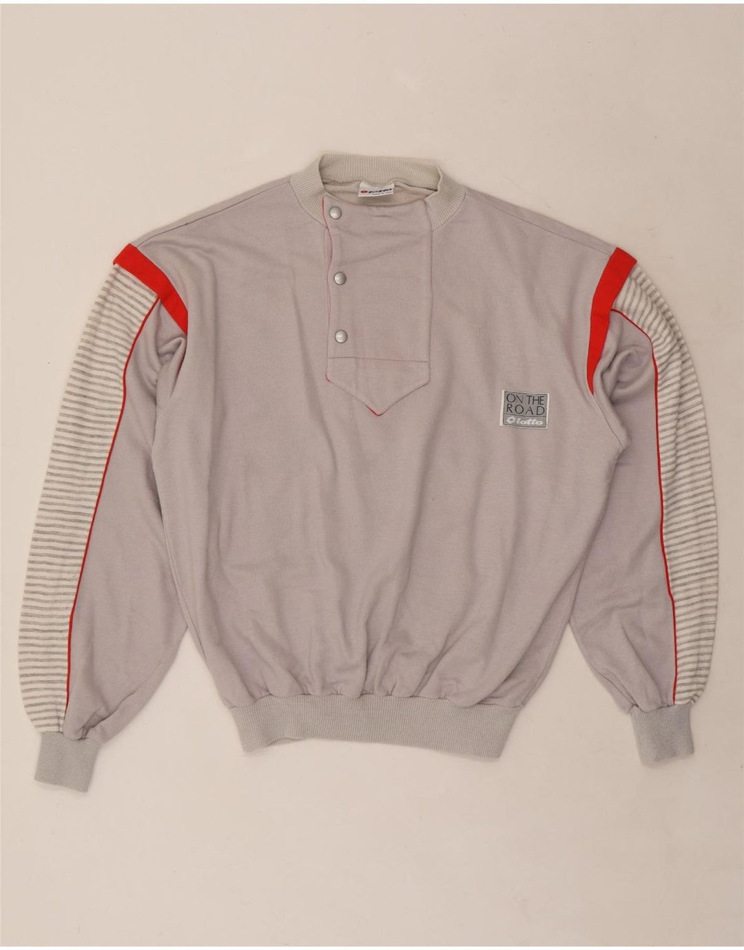 LOTTO Suéter feminino com gola redonda e botão UK 14 risca de giz cinza médio