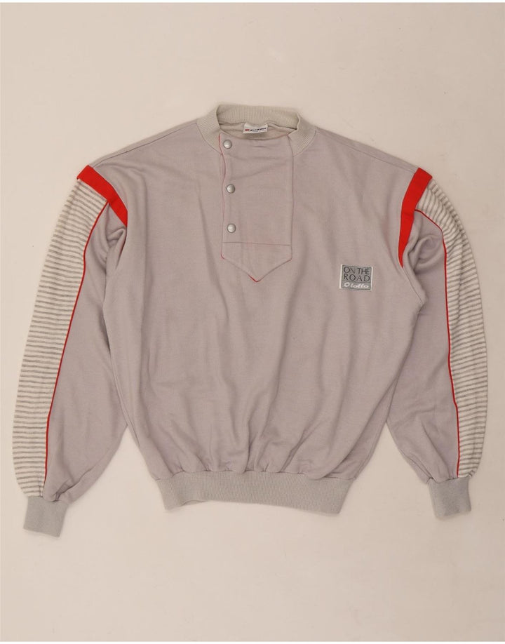 LOTTO Suéter feminino com gola redonda e botão UK 14 risca de giz cinza médio