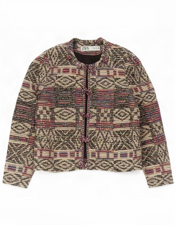 Zara Womens Oversized Blazer Jacket UK 10 pequeno multicolorido geométrico