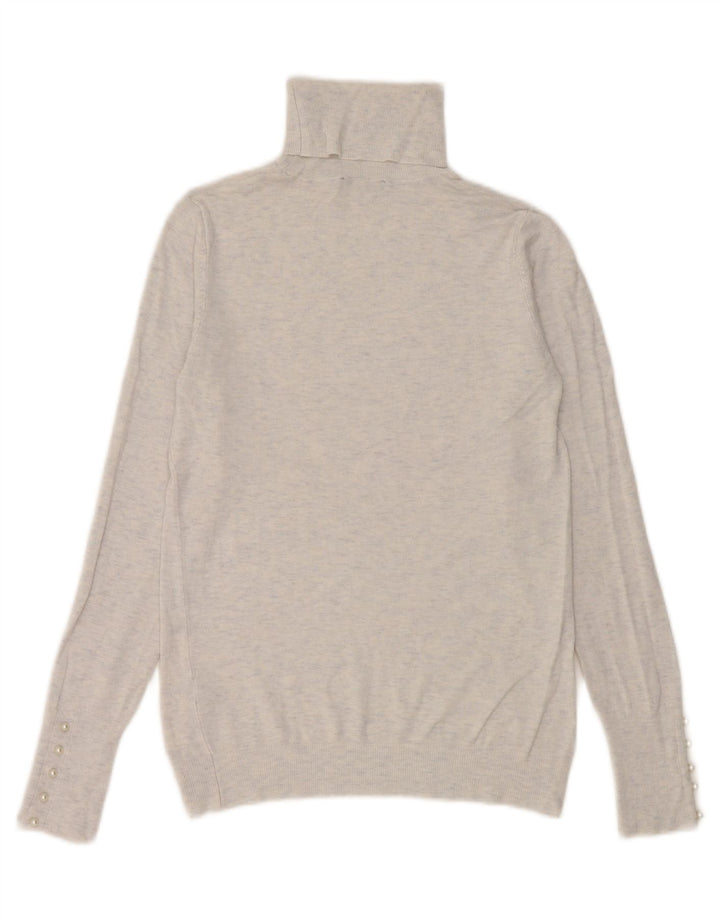 Suéter feminino Zara com gola redonda e viscose manchada branca média Reino Unido 12
