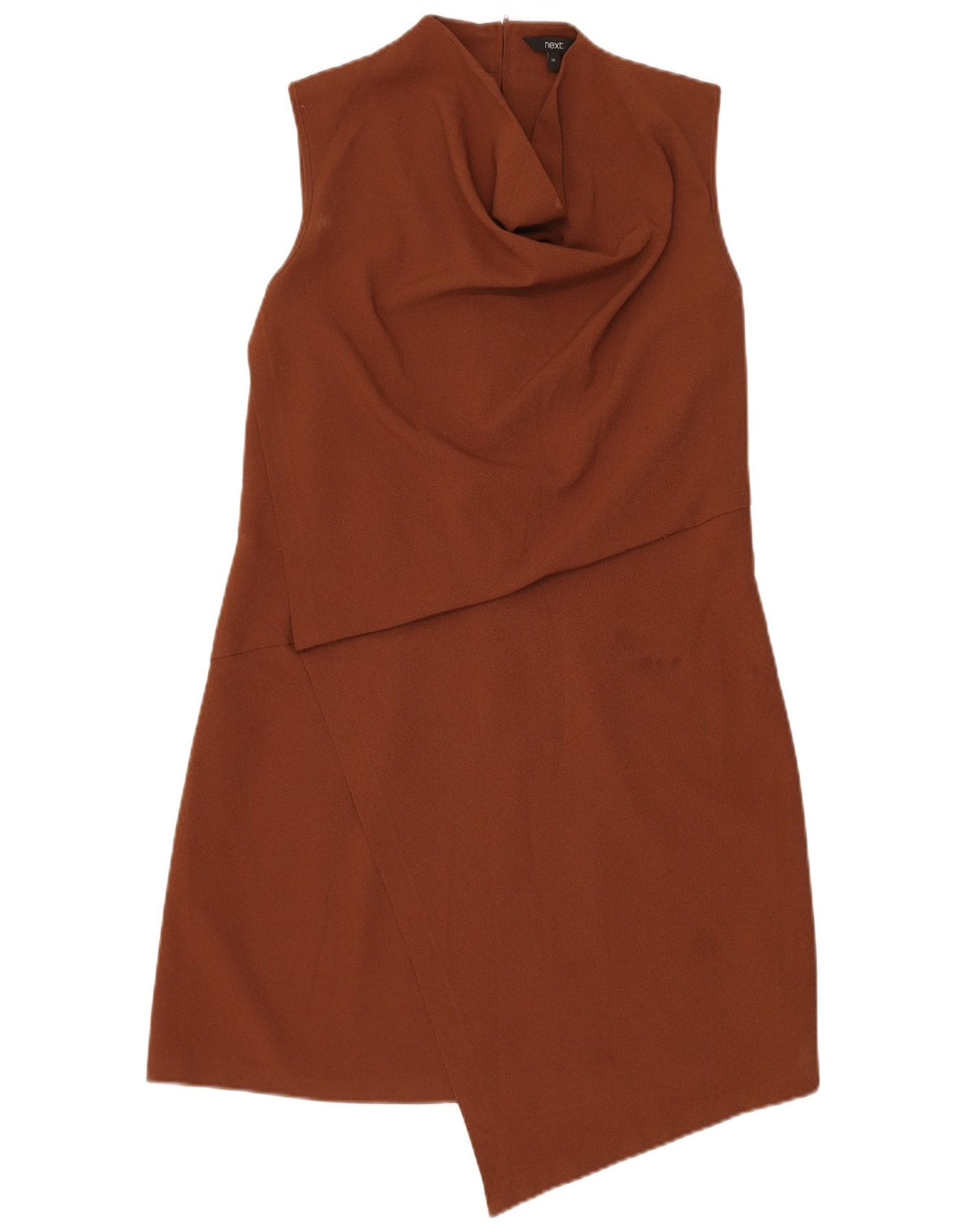Próximo Vestido feminino sem mangas com bainha UK 16 grande poliéster marrom