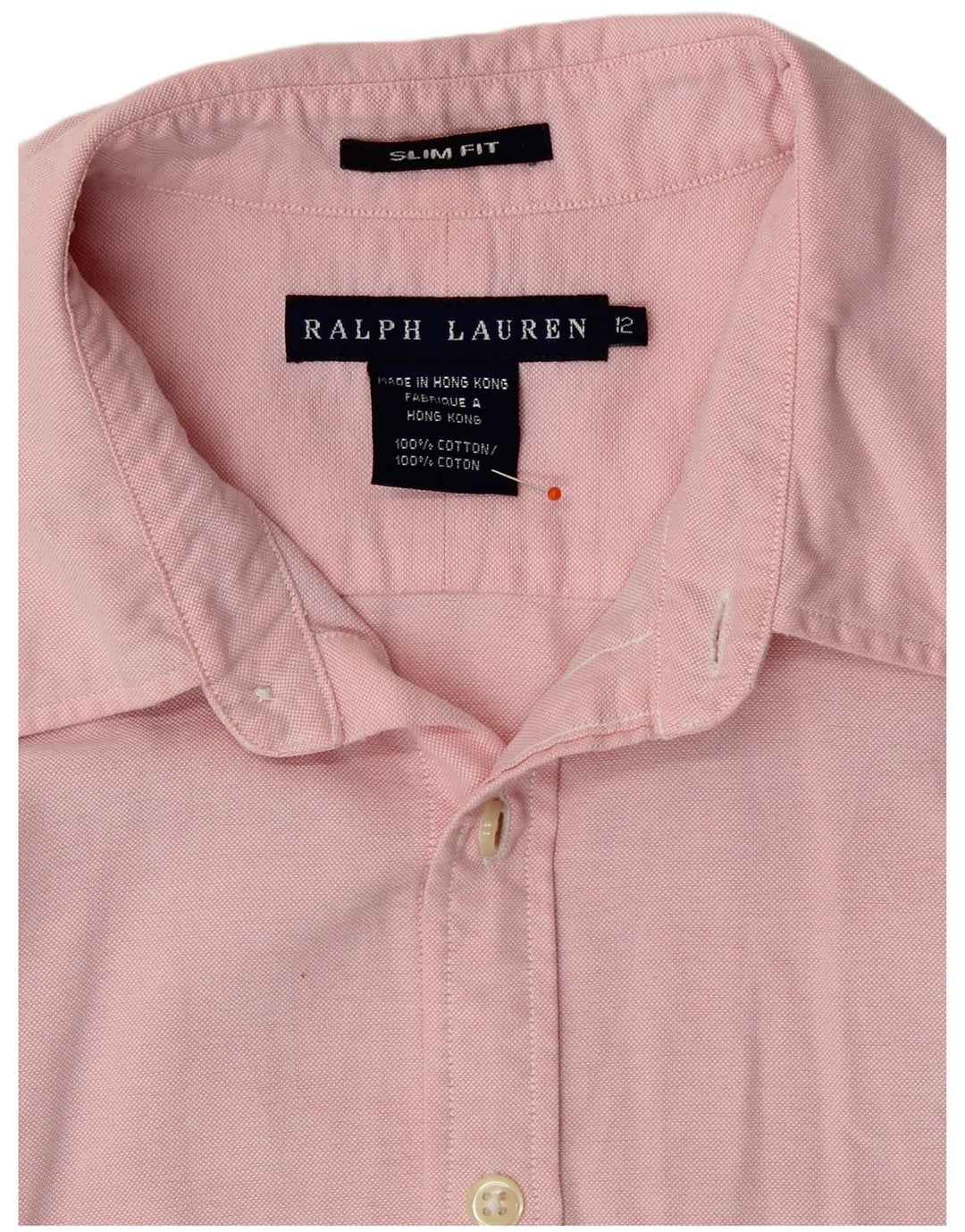 Camisa Slim Fit Feminina Ralph Lauren EUA 12 Grande Algodão Rosa
