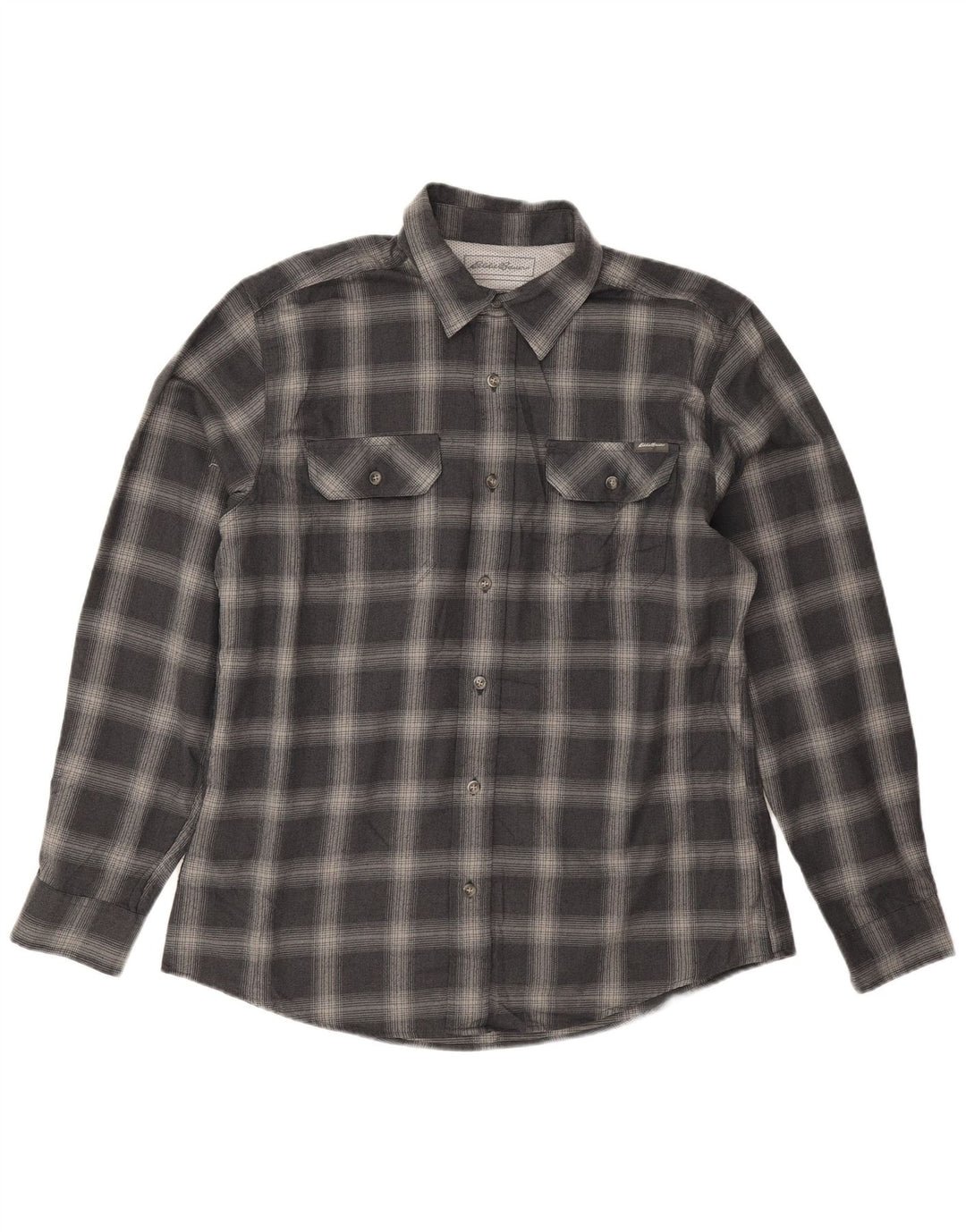 Camisa masculina de flanela Eddie Bauer grande poliéster xadrez azul marinho