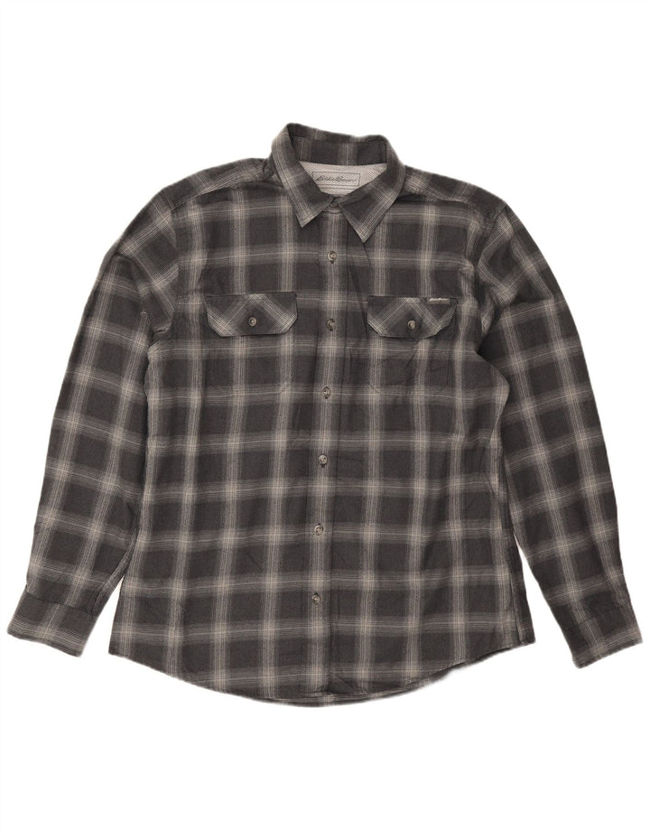 Camisa masculina de flanela Eddie Bauer grande poliéster xadrez azul marinho