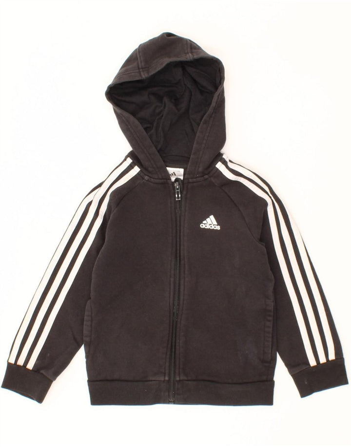 ADIDAS Boys Zip Hoodie Sweater 5-6 Years Black Cotton Vintage Adidas and Second-Hand Adidas from Messina Hembry 