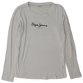 PEPE Jeans Top gráfico feminino manga comprida UK 14 cinza médio