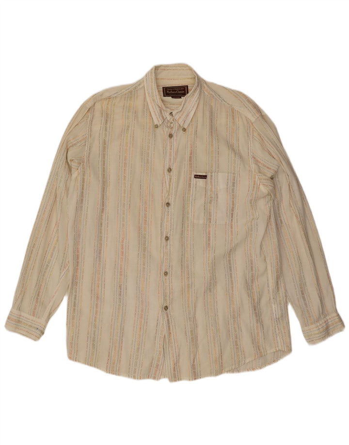 Camisa masculina Marlboro Classics 2XL algodão listrado bege