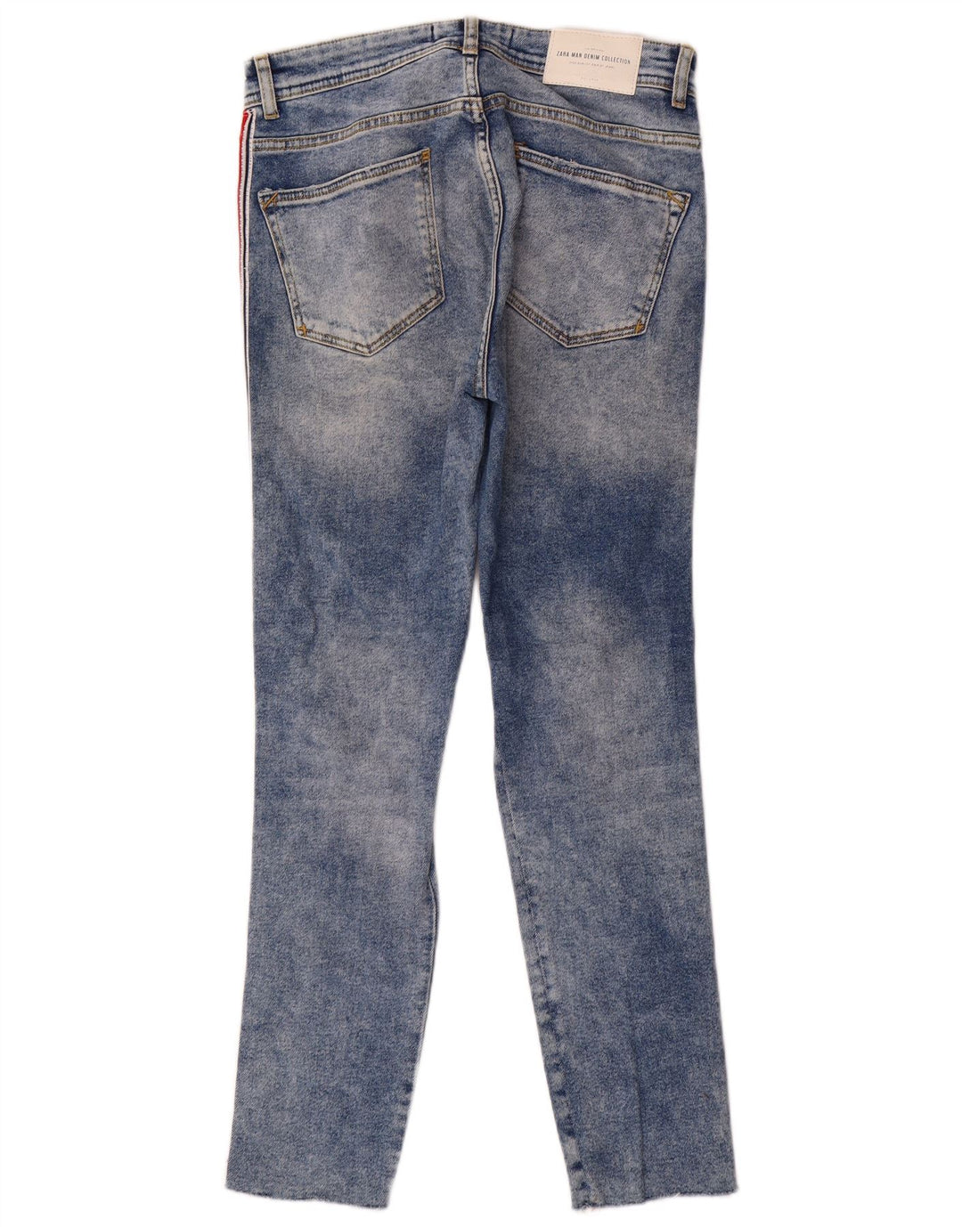 Zara Mens Distressed Slim Jeans EU 38 Pequeno W30 L28 Azul Colourblock