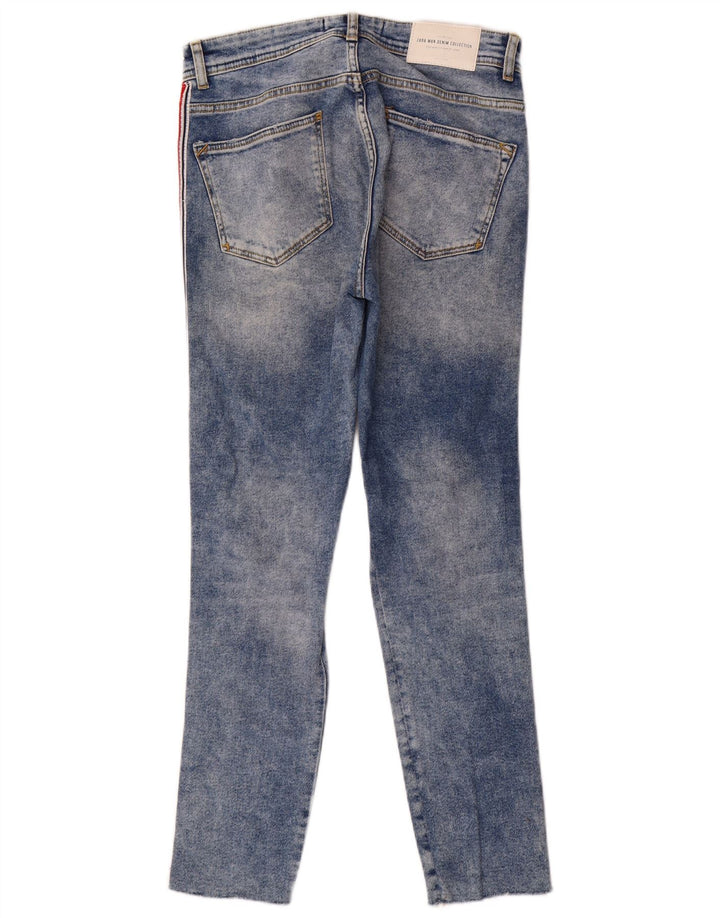 Zara Mens Distressed Slim Jeans EU 38 Pequeno W30 L28 Azul Colourblock
