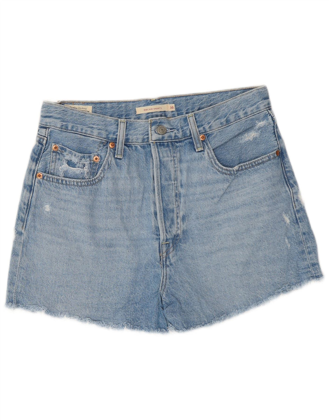 Shorts jeans feminino cintura alta Levi's W30 algodão azul médio