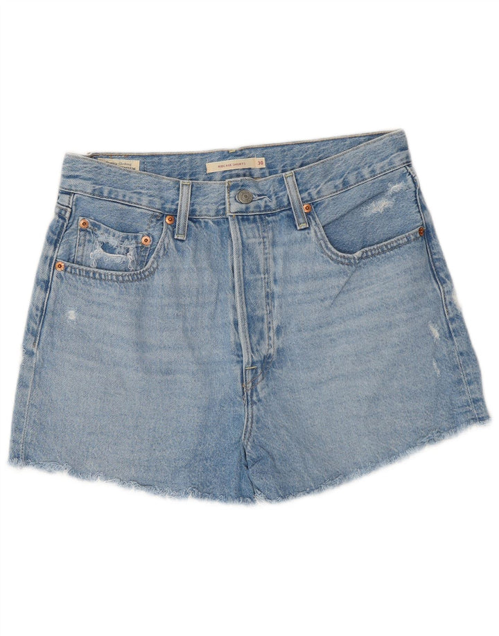 Shorts jeans feminino cintura alta Levi's W30 algodão azul médio