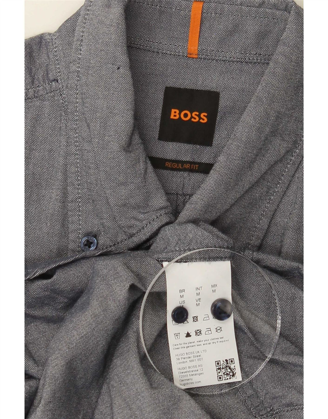 Camisa masculina Hugo Boss Regular Fit algodão azul médio