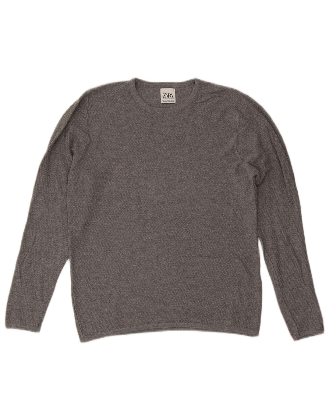 Zara Suéter masculino com gola redonda cinza médio