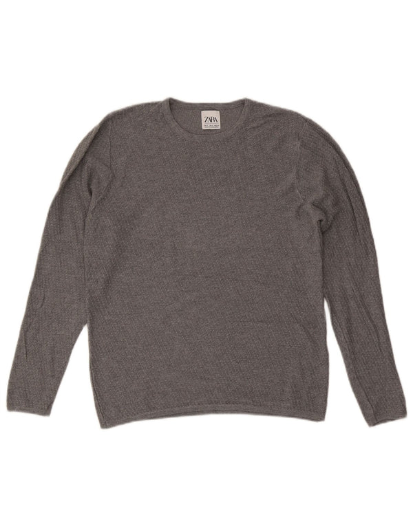 Zara Suéter masculino com gola redonda cinza médio