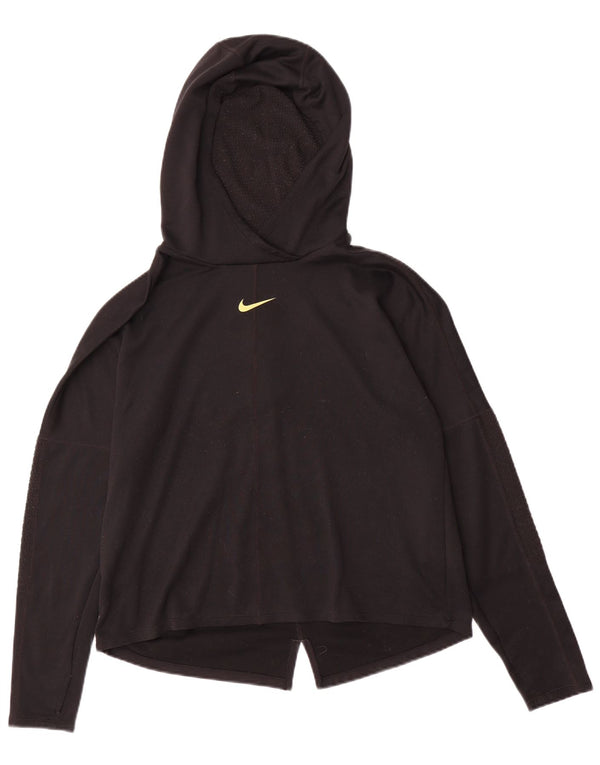 Top gráfico feminino Nike Running com capuz e manga comprida UK 14 médio preto