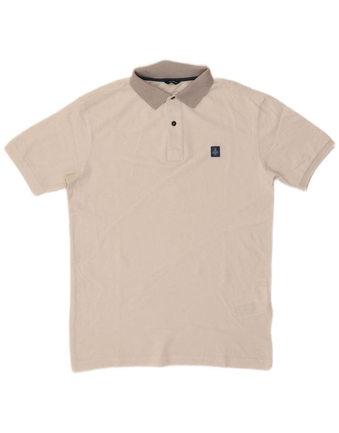 Camisa polo masculina Refrigiwear pequena branca de algodão colorblock