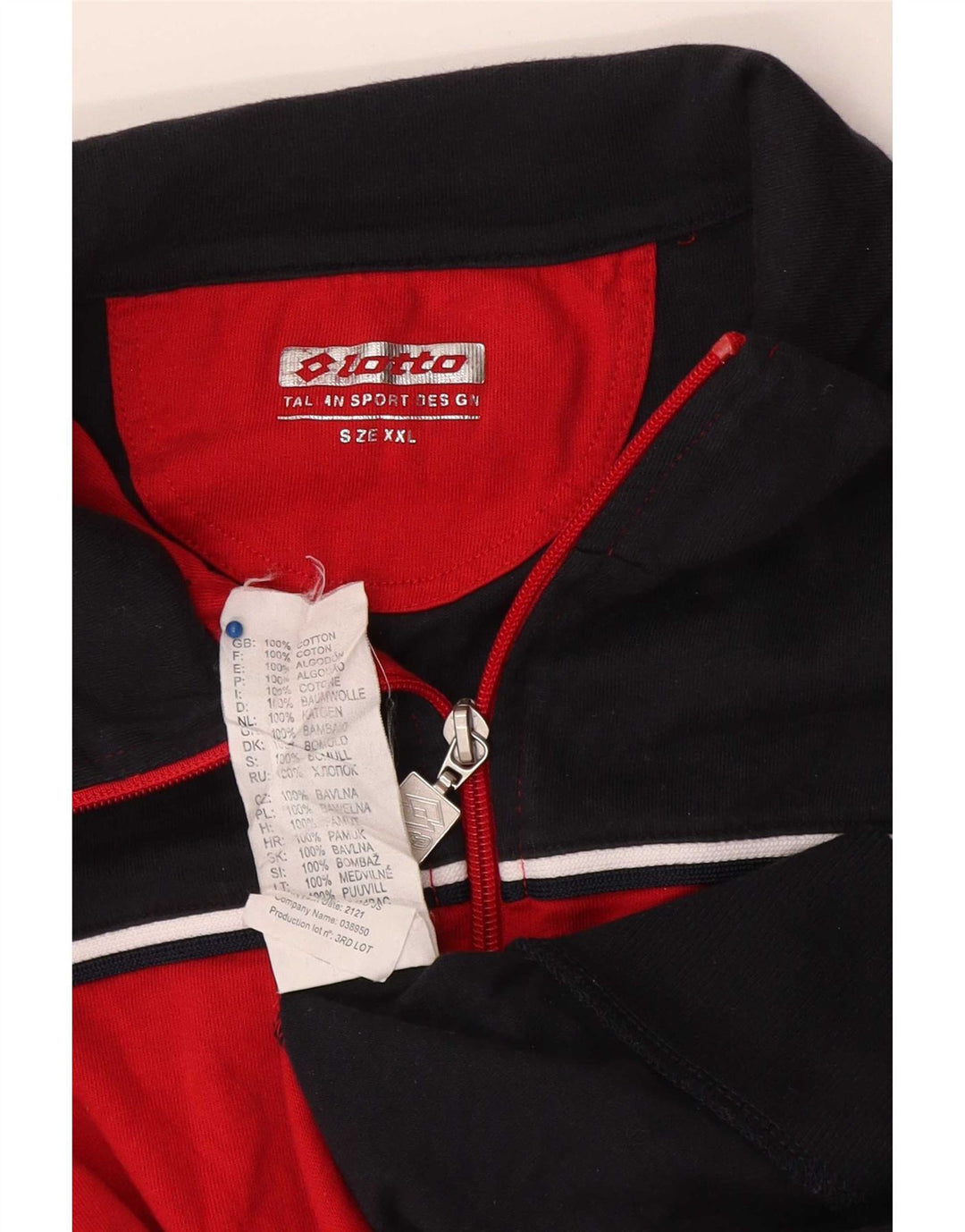 Lotto Mens Treino Top Jaqueta 2XL Algodão Colorblock Vermelho