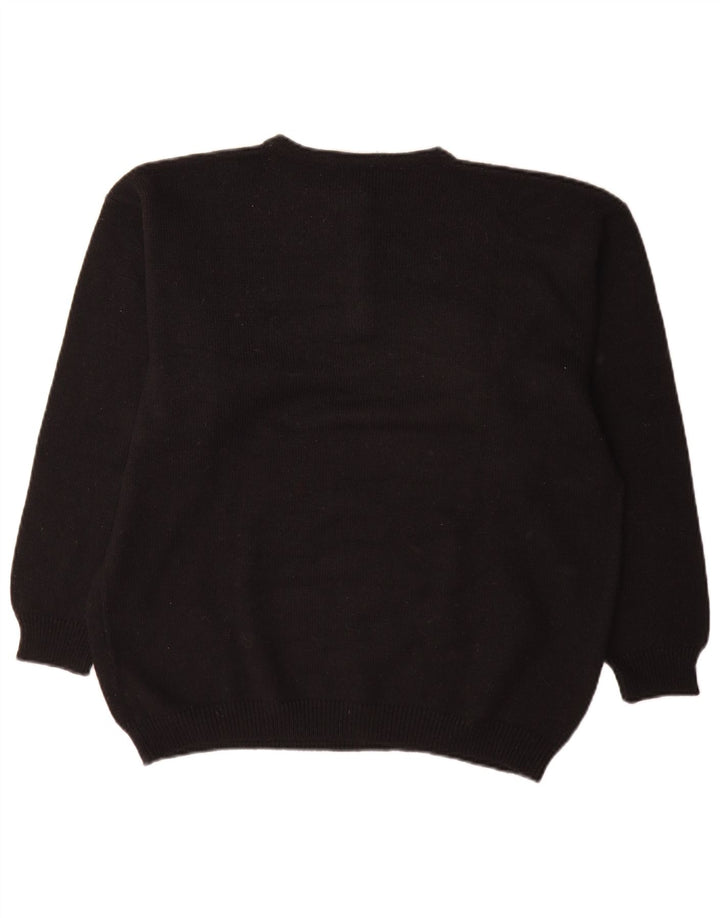 Suéter feminino Baldini com gola redonda e botão Reino Unido 16 grande preto argyle/diamante