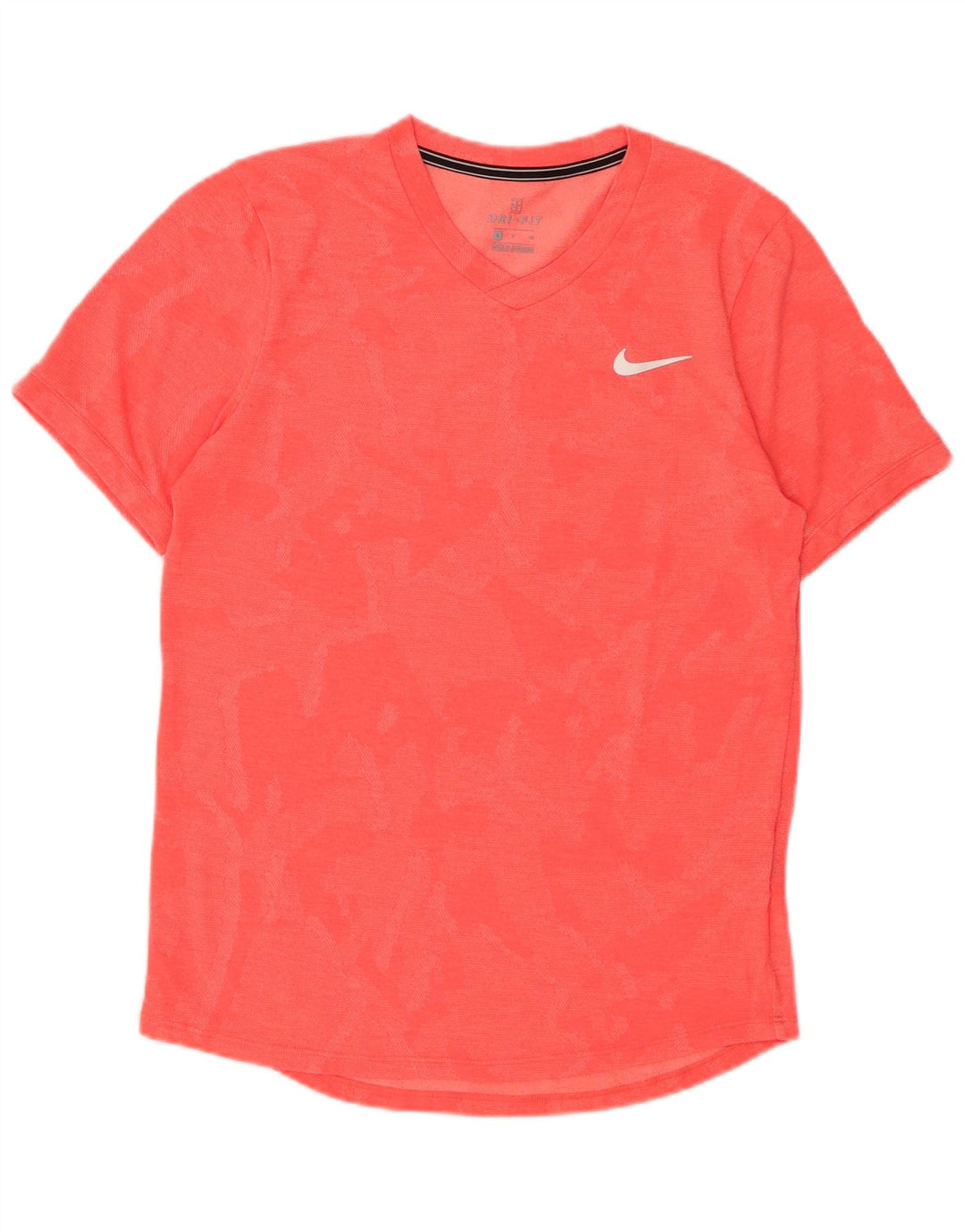 Camiseta masculina NIKE Dri Fit Top pequena rosa camuflada poliéster