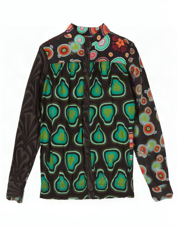 Blusa feminina Desigual com padrão abstrato e camisa UK 18 XL multicolorida