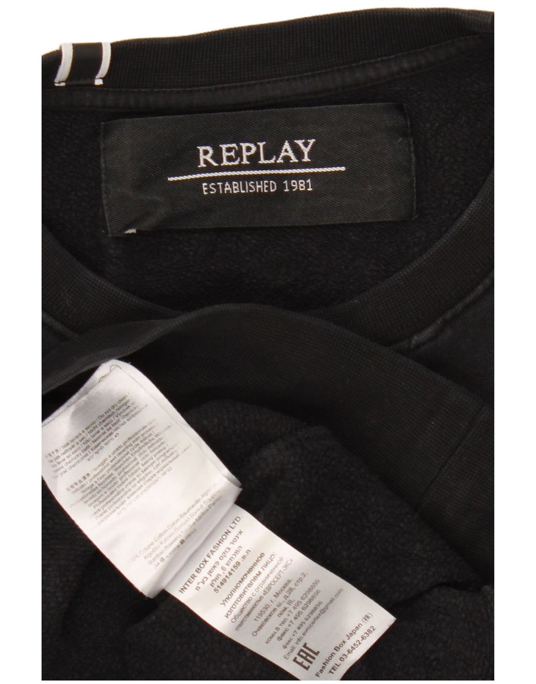 Replay moletom feminino jumper UK 16 grande algodão preto