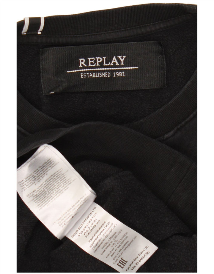 Replay moletom feminino jumper UK 16 grande algodão preto