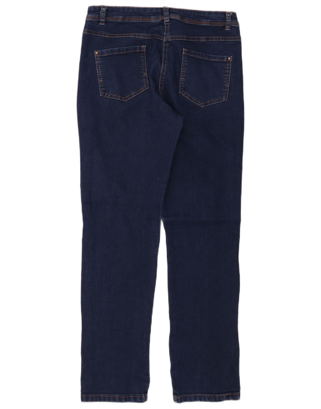 M&Co Jeans Slim Feminino UK 12 Médio W34 L30 Azul Marinho Algodão