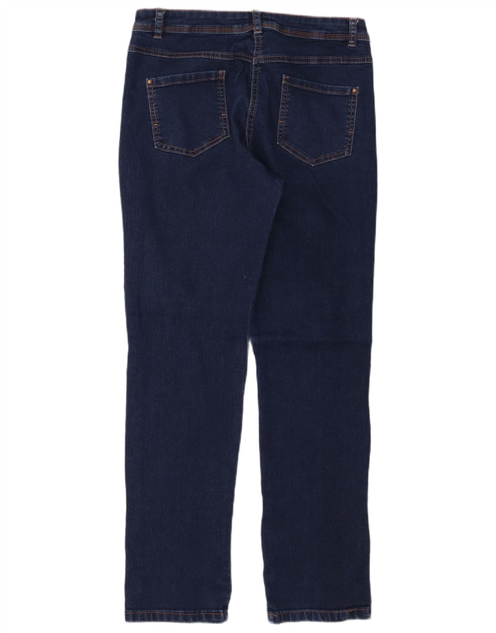 M&Co Jeans Slim Feminino UK 12 Médio W34 L30 Azul Marinho Algodão