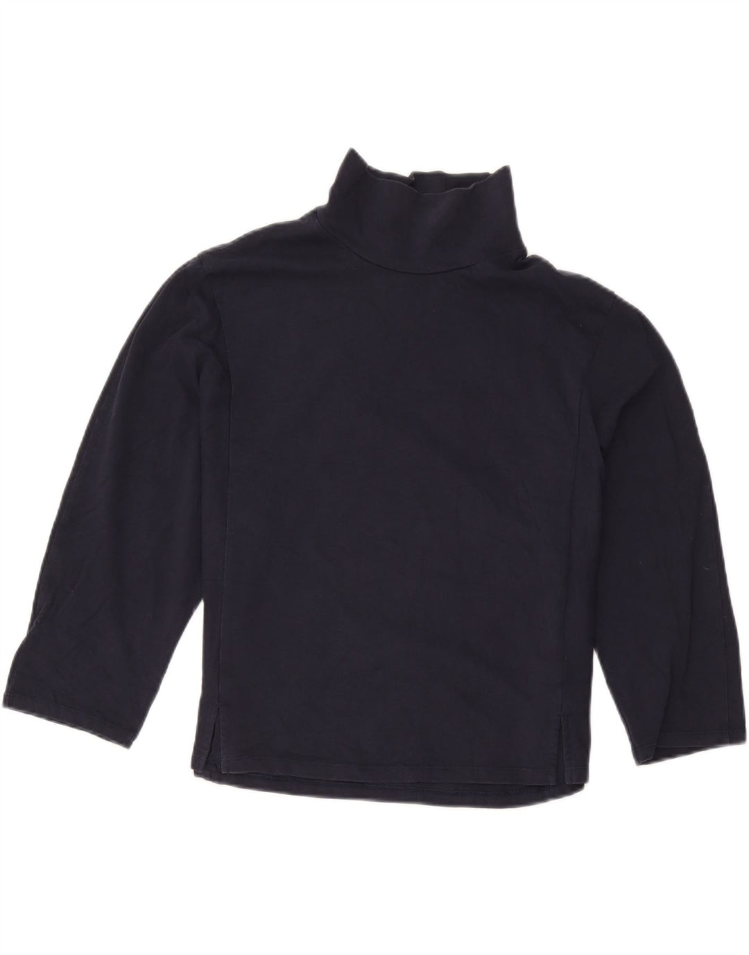 Top feminino Marks & Spencer manga 3/4 Reino Unido 12 algodão azul marinho médio