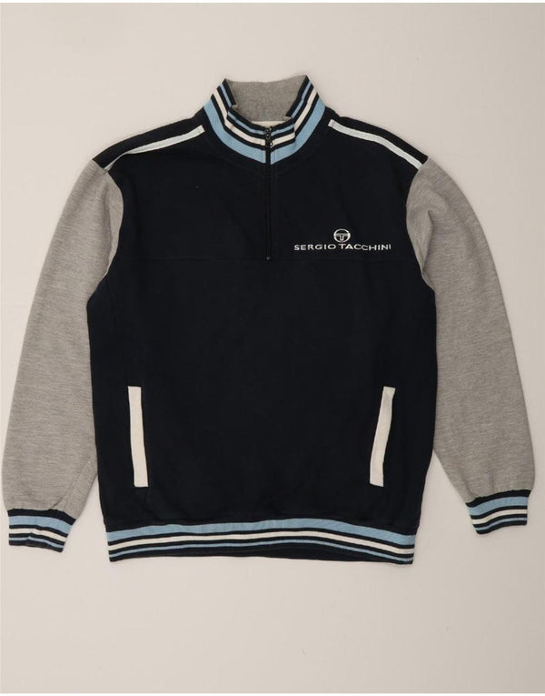 SERGIO TACCHINI Moletom masculino Jumper grande bloco colorido azul marinho