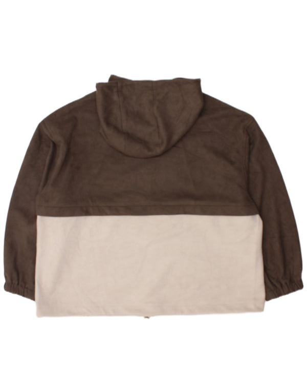 Zara moletom feminino com capuz e gola grande com zíper Reino Unido 18 XL cáqui colorblock