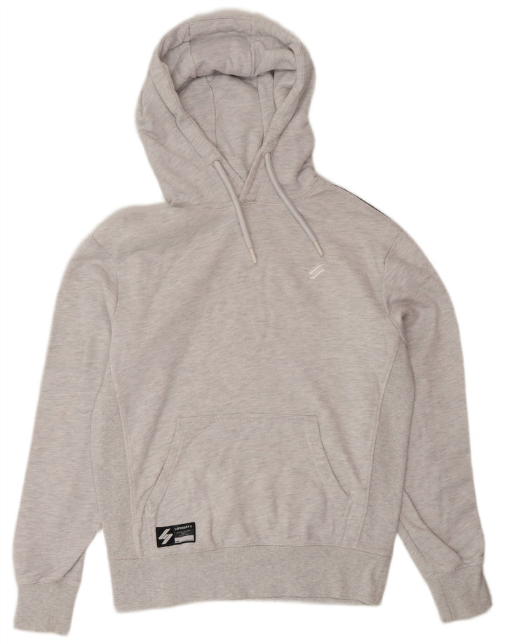 Suéter com capuz gráfico masculino Superdry pequeno algodão cinza