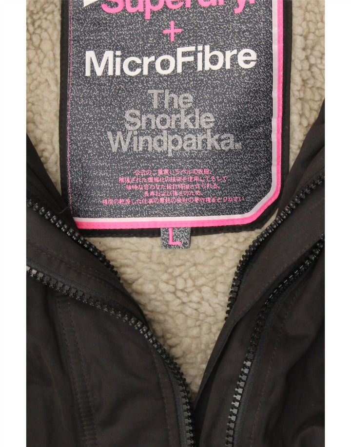 Jaqueta corta-vento feminina SUPERDRY Windparka com capuz UK 16 grande preta