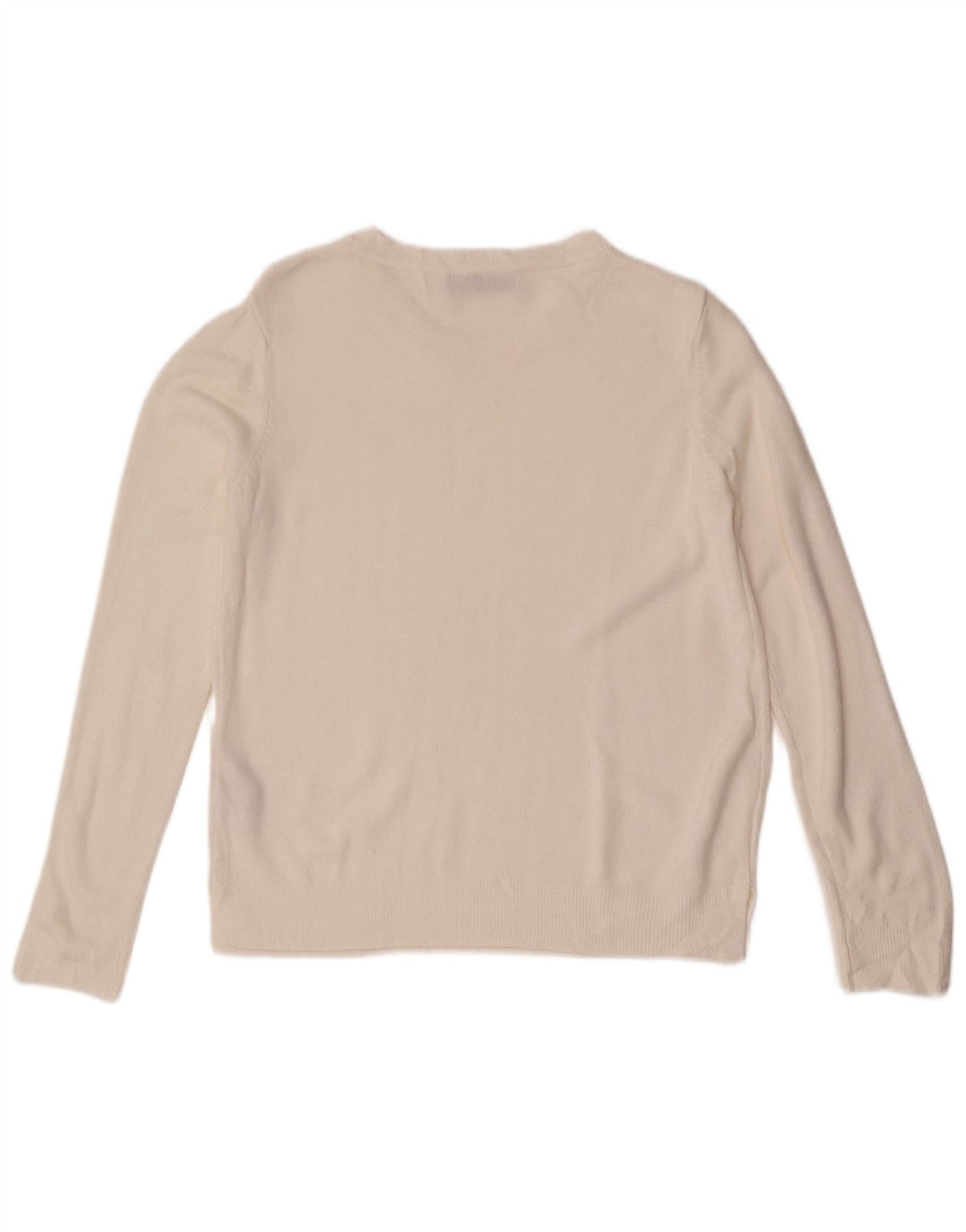 Suéter feminino Marks & Spencer com gola canoa Reino Unido 14 acrílico branco médio
