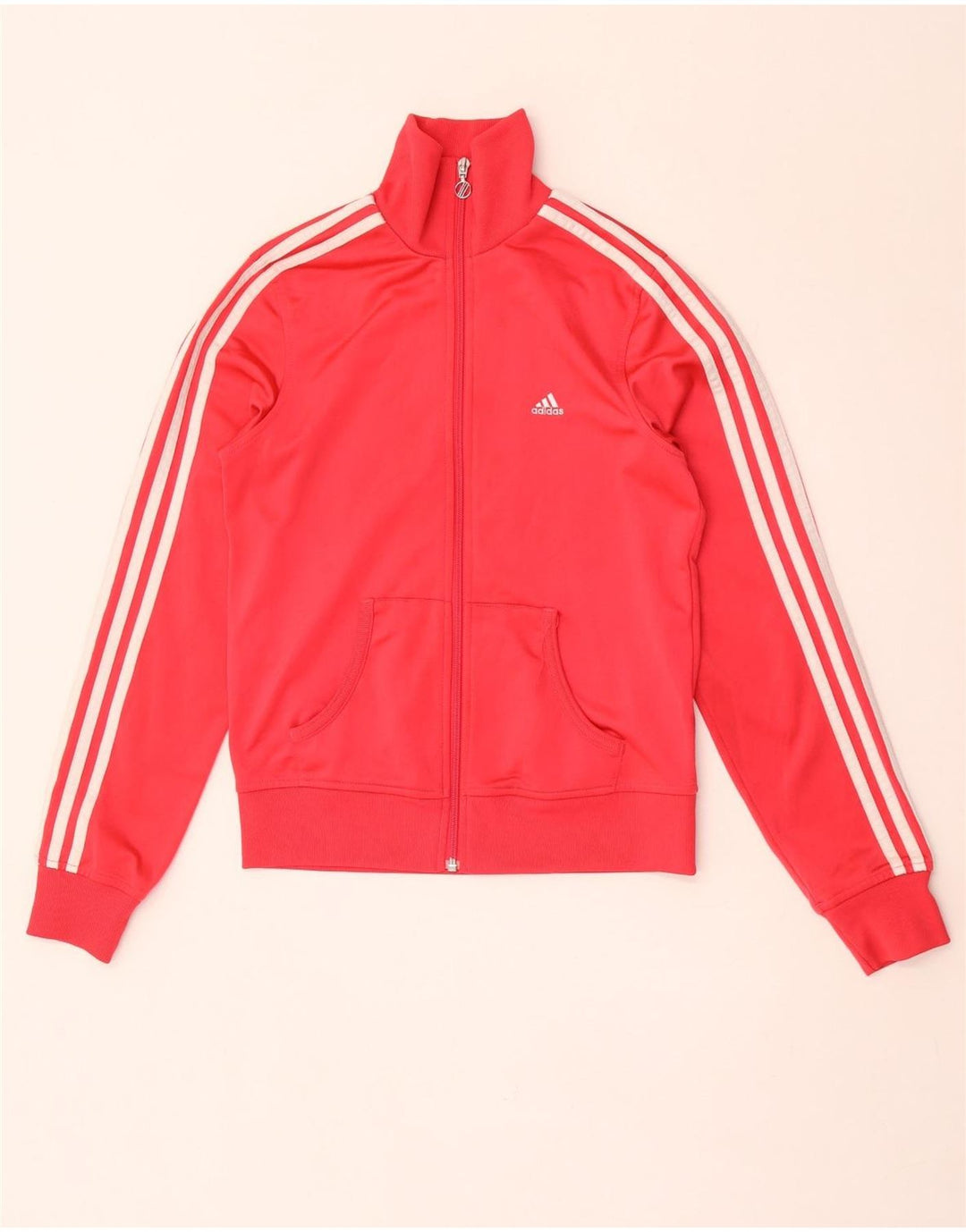Adidas Womens Tracksuit Top Jacket UK 10 Pequeno Poliéster Vermelho