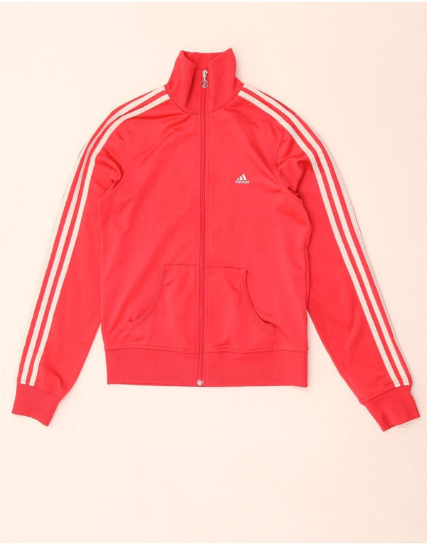 Adidas Womens Tracksuit Top Jacket UK 10 Pequeno Poliéster Vermelho