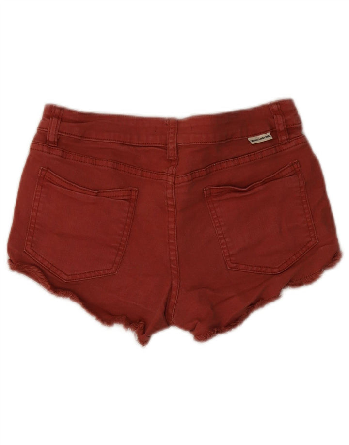 Shorts jeans feminino Billabong desgastado W26 pequeno algodão vermelho