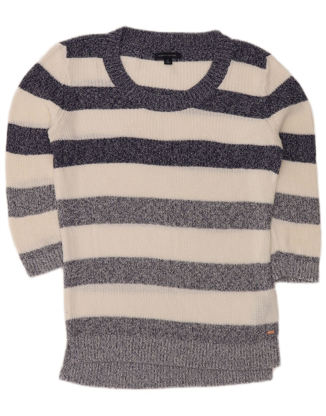 Suéter feminino TOMMY HILFIGER com gola canoa Reino Unido 14 médio azul marinho