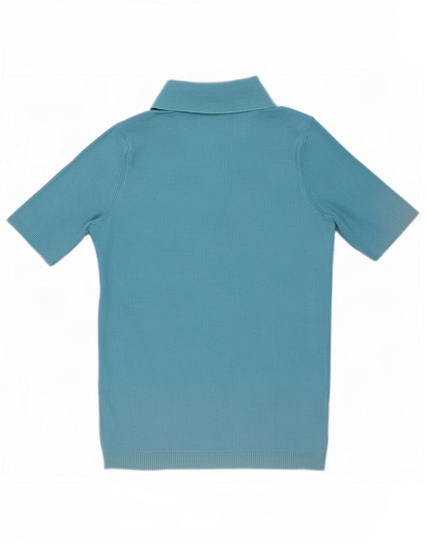 Camisa polo feminina de manga curta Marks & Spencer Reino Unido 12 algodão azul médio