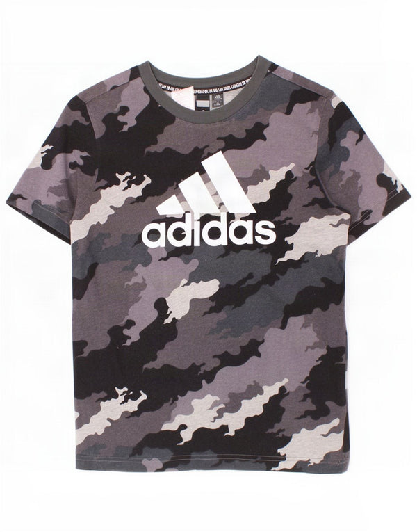 Camiseta Adidas Meninos Graphic Top 11-12 Anos Cinza Camuflagem Algodão